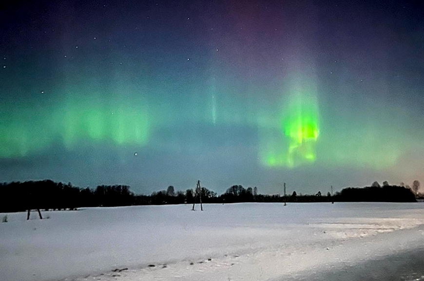 Arī mūspusē novērota skaista ziemeļblāzma
