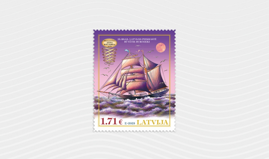 Uz jaunās pastmarkas – 1878. gadā Ainažos būvēta brigantīna