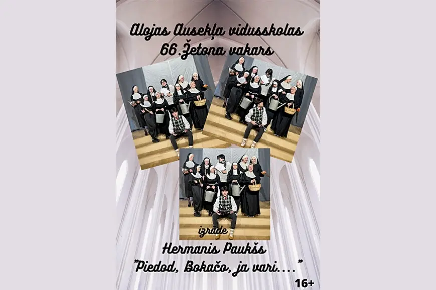 Alojas Ausekļa vidusskolas divpadsmitklasnieki iestudējuši «Piedod, Bokačo, ja vari!»