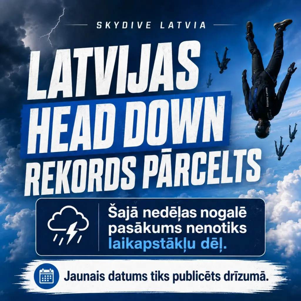 Pārcelts! Latvijas rekorda mēģinājums izpletņlēkšanā