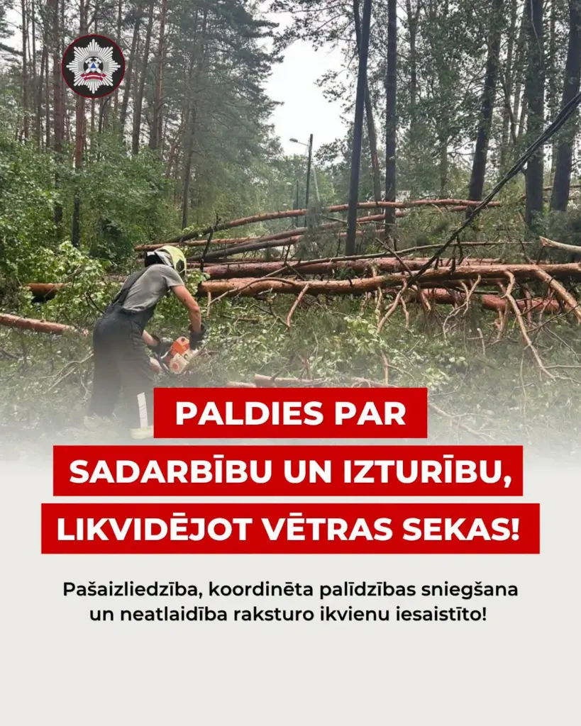 VUGD saka paldies par palīdzību vētras seku likvidēšanā
