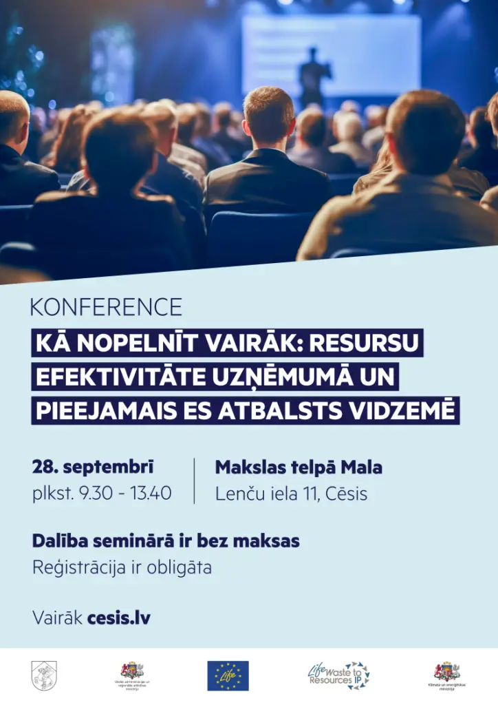 Kā nopelnīt vairāk: resursu efektivitāte uzņēmumā un pieejamais ES atbalsts Vidzemē