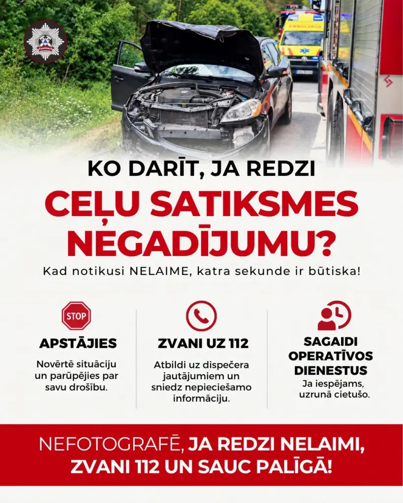 Rīcība, redzot ceļu satiksmes negadījumu