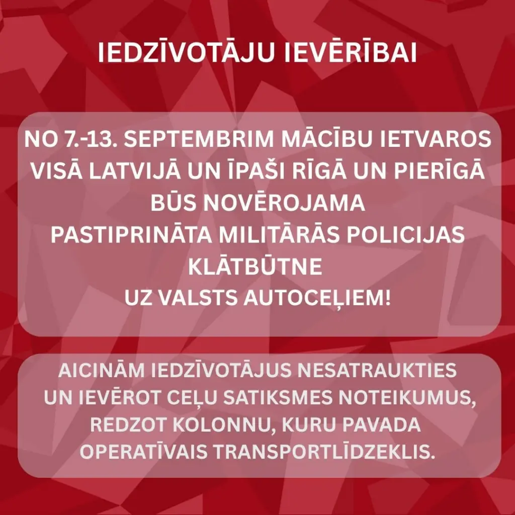 Militārā policija uz ceļiem: iedzīvotājus aicina nesatraukties
