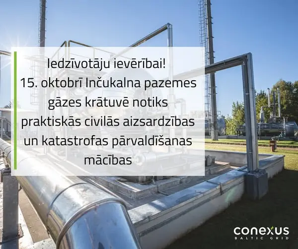 15. oktobrī Inčukalna gāzes krātuvē mācību nolūkā imitēs rūpniecisku avāriju