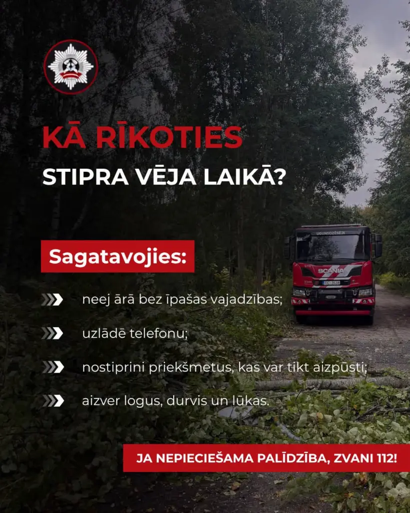 Aicinām iedzīvotājus būt īpaši piesardzīgiem gaidāmā stiprā vēja laikā!