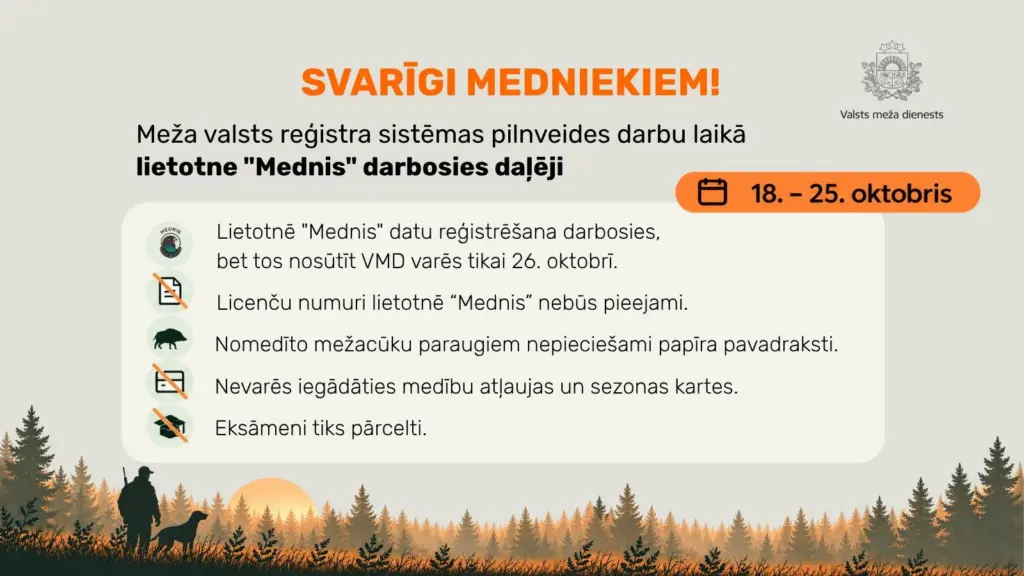 Meža valsts reģistrs nedēļu nebūs pieejams