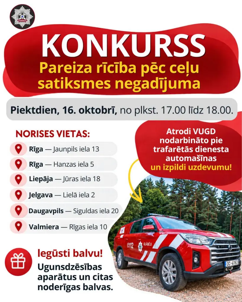Arī Valmierā 16. oktobrī VUGD aicina piedalīties konkursā