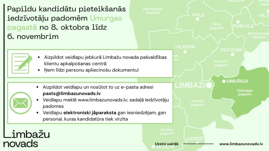 Papildu kandidātu pieteikšanās iedzīvotāju padomei Umurgas pagastā