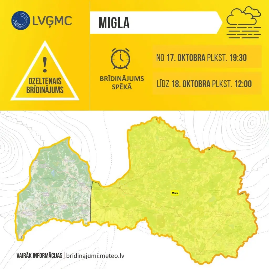 Vakarā un naktī veidosies migla